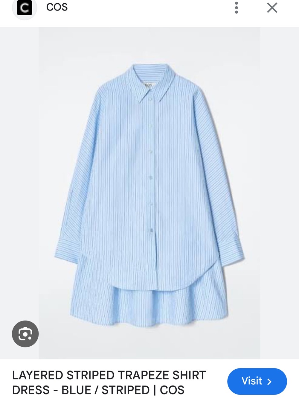 COS Blue Striped Layered Trapeze Shirt Dress Set